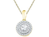 1/2 Carat (ctw G-H, I1-I2) Diamond Circle Pendant Necklace in 10K Yellow Gold with Chain